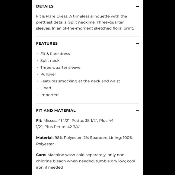 FIT and FLARE DRESS - SKETCHED FLORAL (NWOT) - Picture 3 of 4